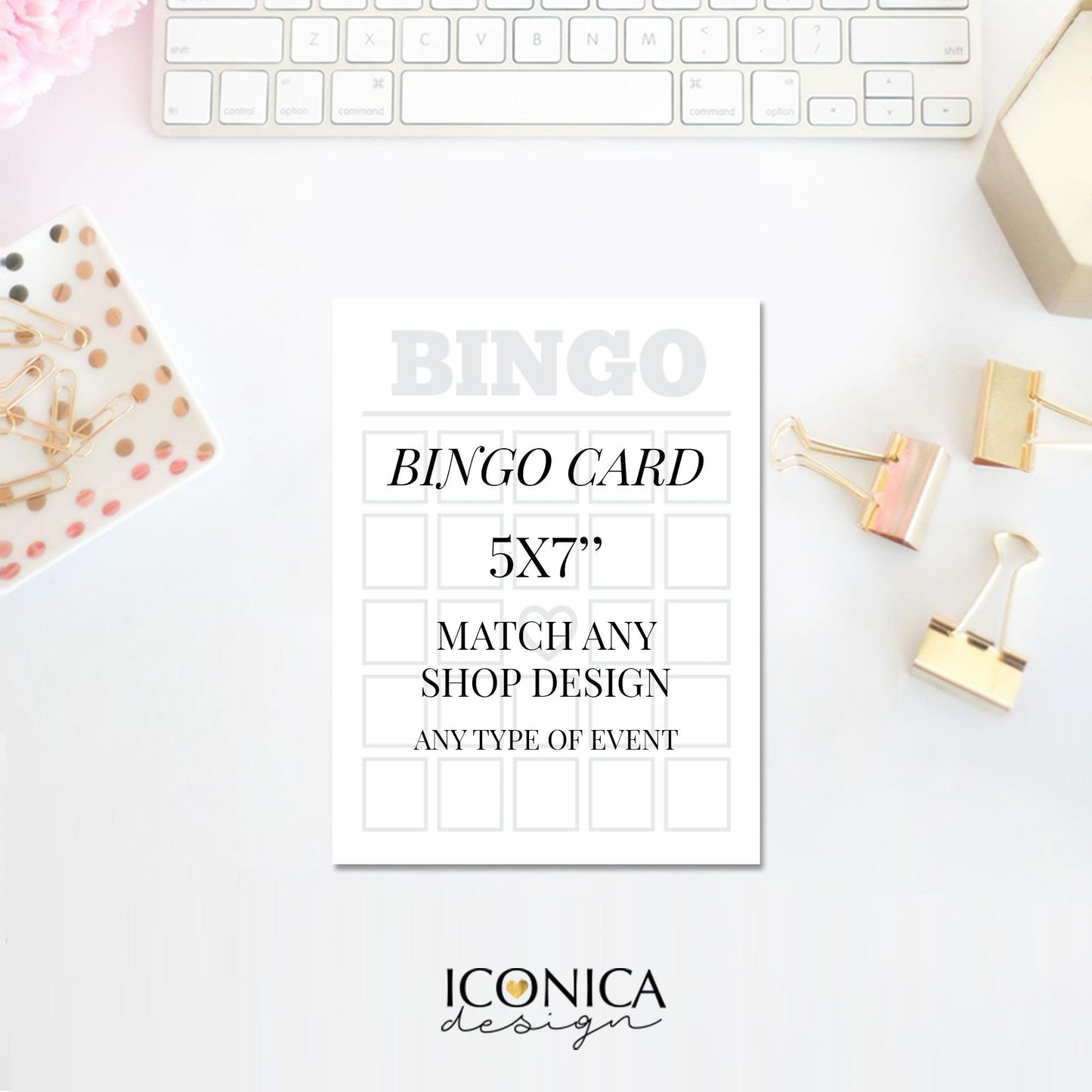 Bingo Card 5x7" || A la carte || Single Party Item of any of our Party Collections  || Made to match any ID invitation