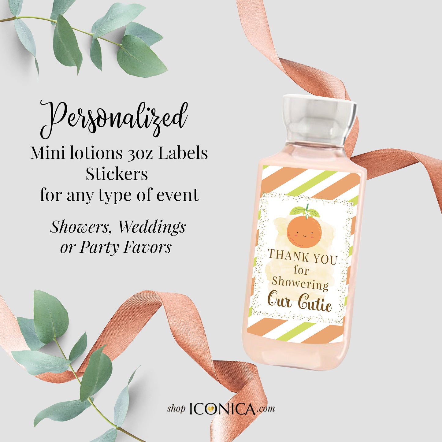 12 Personalized Labels Printed, Hand Sanitizer Labels, Lotion Labels, Antibacterial Labels, Our Cutie Baby Shower Favors Stickers