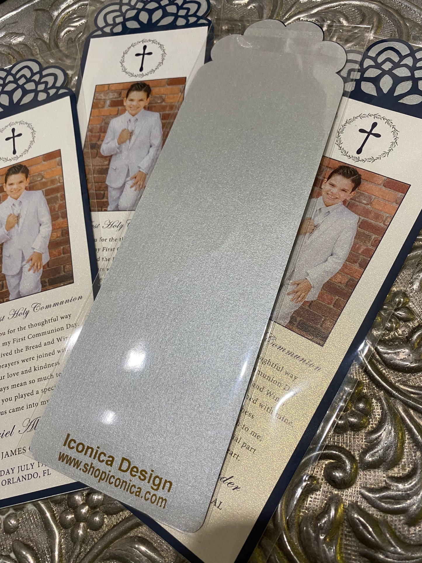 First Communion Cards Thank you Cards Any text-color or Type of event Handcrafted 3-layers Card Baptism Cards Bookmarks,Tarjetas de Recuerdo
