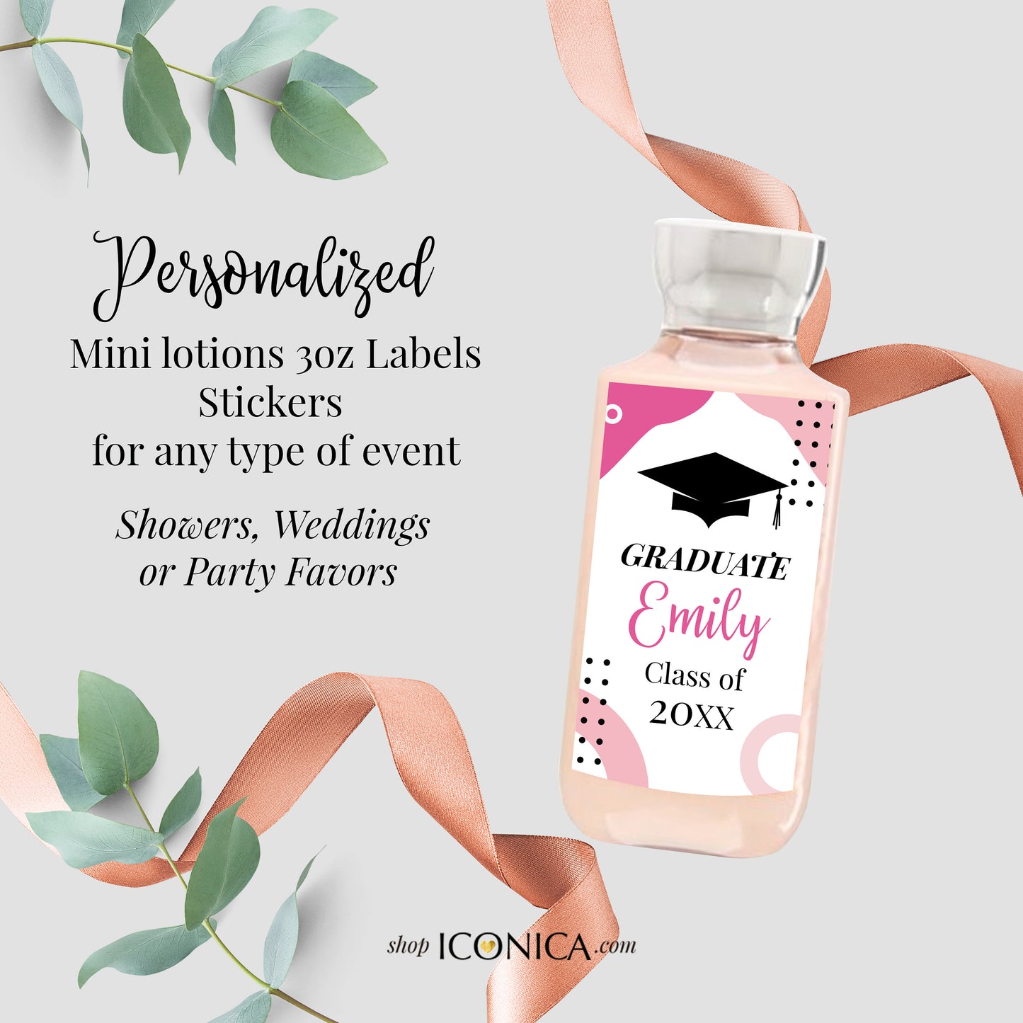 12 Personalized Labels Printed, Hand Sanitizer Labels, Lotion Labels,Antibacterial Labels 2.75 x 1.75 Inches Made to match any ID collection