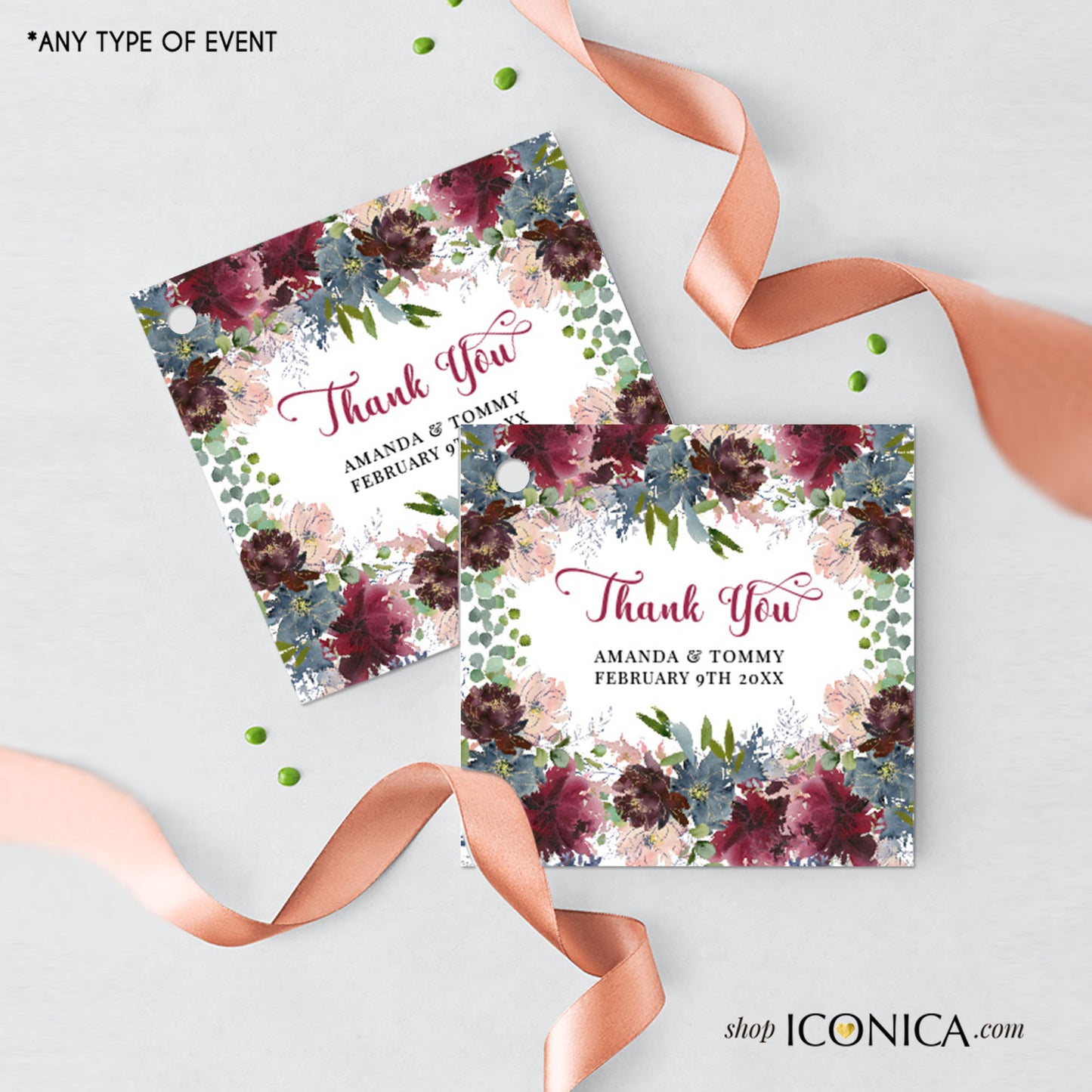 25 Favor Tags Printed , Thank You Tags, Gift tags, Favor Labels, Made To Match Any of our Collection, A la carte