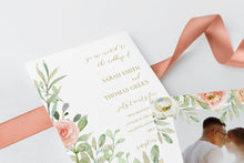 Load image into Gallery viewer, Floral Wedding Invitation Pink Peach Watercolor Floral Invitation Shower Invitations Printed Cards or Electronic Invite-Sarah Collection
