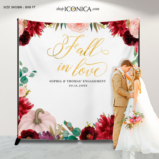 Fall in Love Backdrop Fall Wedding Backdrop Personalized Fall Party Backdrop Fall in love Photo Backdrop {Autumn Collection}