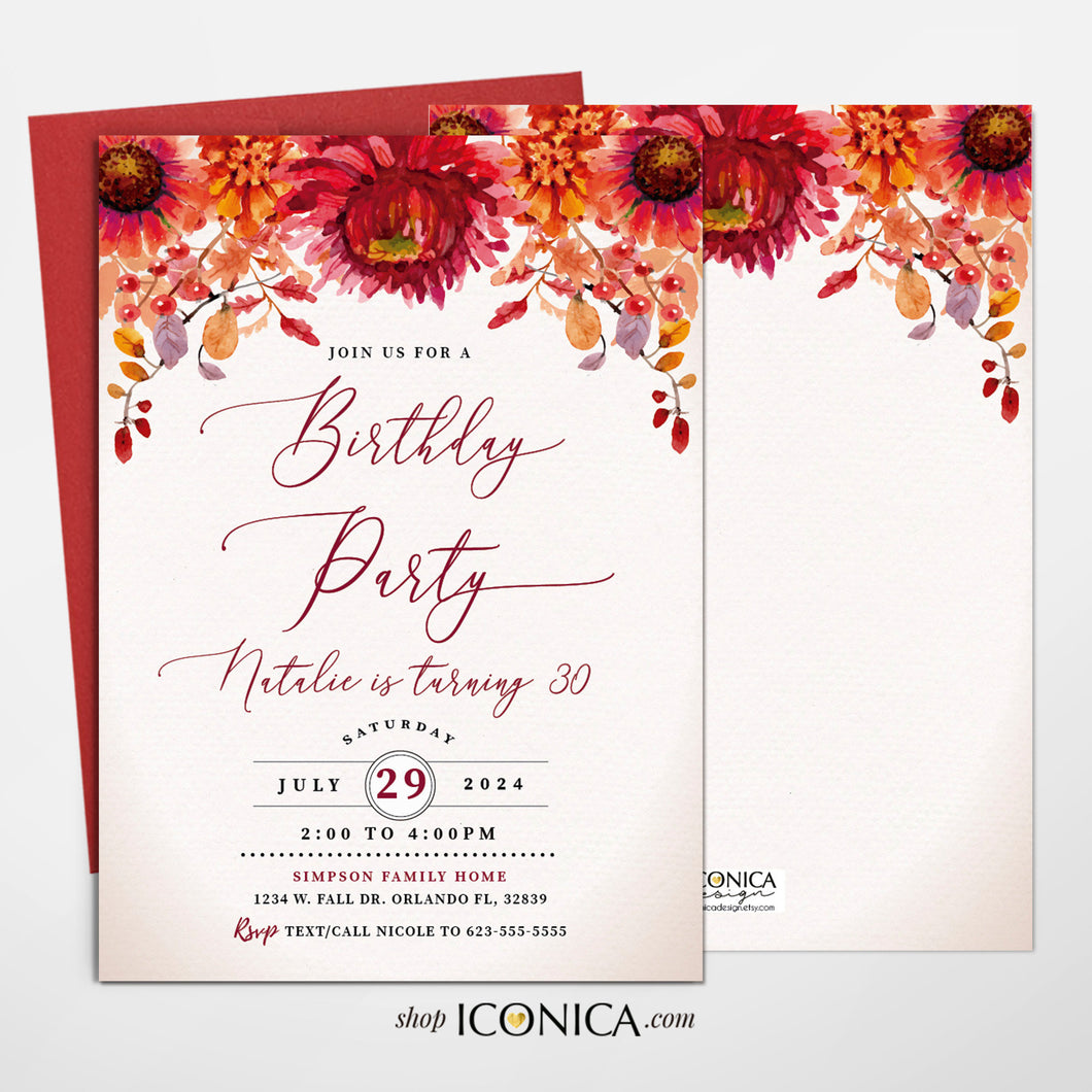 Fall in Love Bridal Shower Invitation,Fall Engagement party invitation,Fall Leaves, Fall dinner party Invite {Bruna Collection}