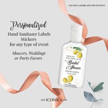 Load image into Gallery viewer, 40 Personalized Labels Printed 1&quot; w x 2&quot;h Hand Sanitizer Labels Fits Purell 1oz, Lemon Antibacterial Labels Lemons Design
