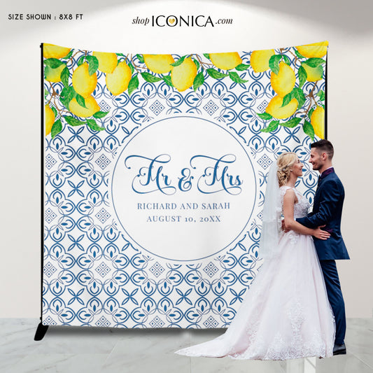Lemon Wedding Backdrop for reception Lemon Backdrop Personalized Lemon Bridal Shower Backdrop Lemon Party Photo Booth {Toscana Collection}