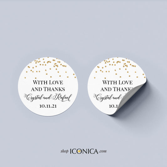 Custom Labels 2" With Love and Thanks Stickers, Toppers, Party Logos, Sizes: 2" Stickers || A la carte || Made to match any ID invitation
