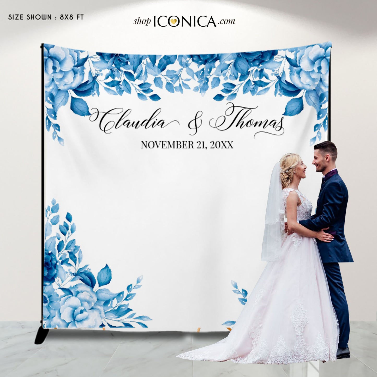 Wedding Invitation Blue Floral Blue Engagement Party invitation Blue Garden Invite Watercolor Blue Engagement Winter Party {Celestia Collection}