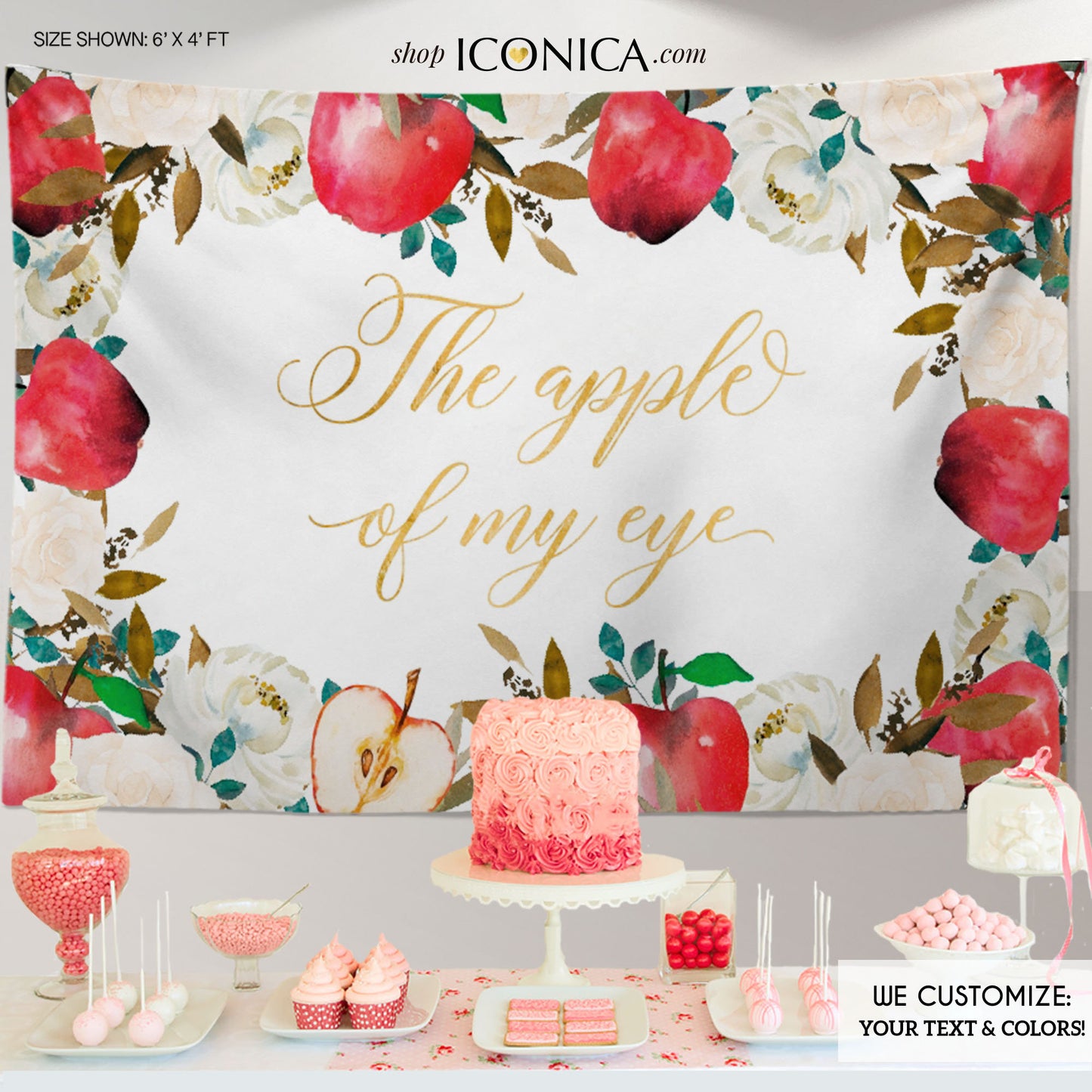 Apple of my eye Backdrop Apple Backdrop Personalized Fall Party Backdrop Fruit Party Photo Booth {Apple of my eye Collection}