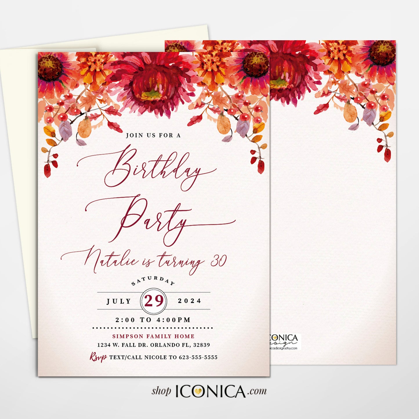 Fall in Love Bridal Shower Invitation,Fall Engagement party invitation,Fall Leaves, Fall dinner party Invite {Bruna Collection}