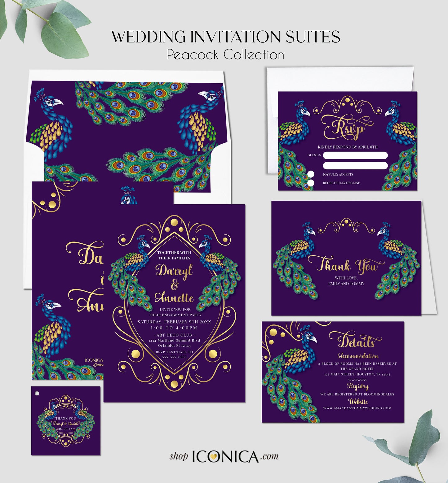 Peacock Theme Insert Card 3.5x5" Printed cards RSVP card Peacock Details Cards, Recipe Cards - Peacock Collection {Annette Collection}