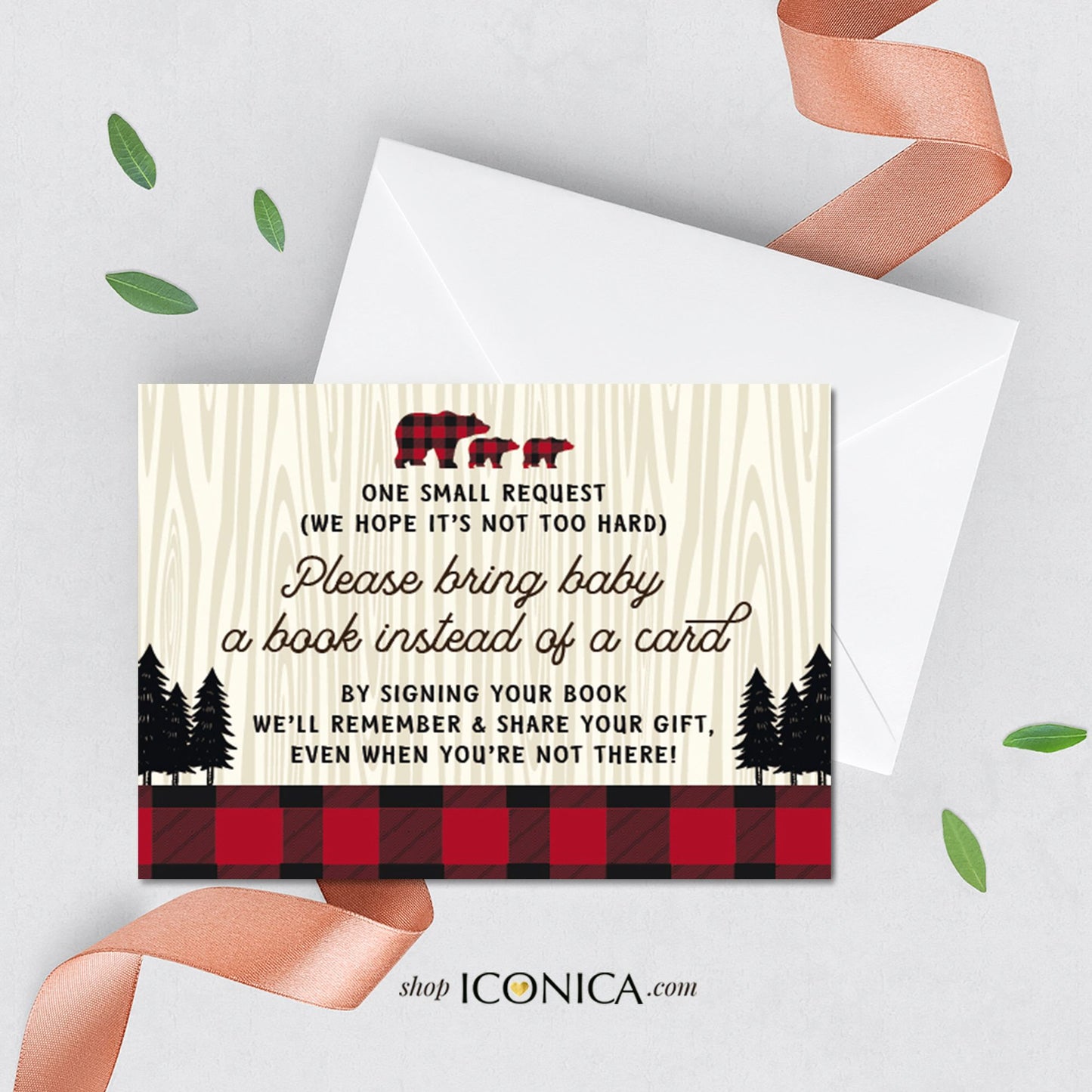 Lumberjack Diaper Raffle Insert Card 3.5x5" Printed cards, RSVP card, Bring a book card, Recipe Card Matching any of our invitation