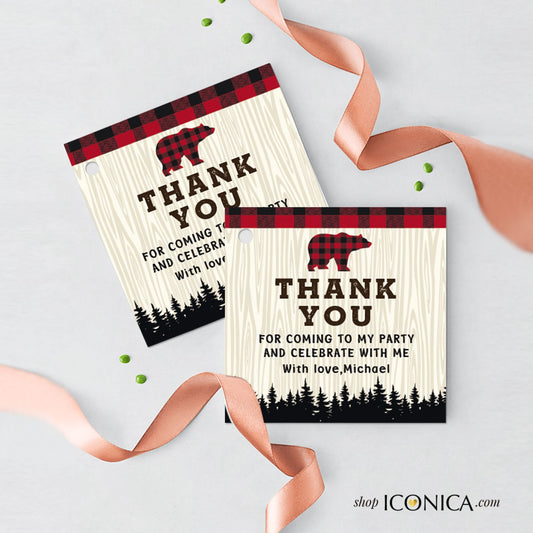 Lumberjack Plaid Favor Tags, Lumberjack Gifts Tags, Lumberjack Thank You Tags Printed Gift Tags Buffalo Plaid