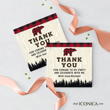 Load image into Gallery viewer, Lumberjack Plaid Favor Tags, Lumberjack Gifts Tags, Lumberjack Thank You Tags Printed Gift Tags Buffalo Plaid
