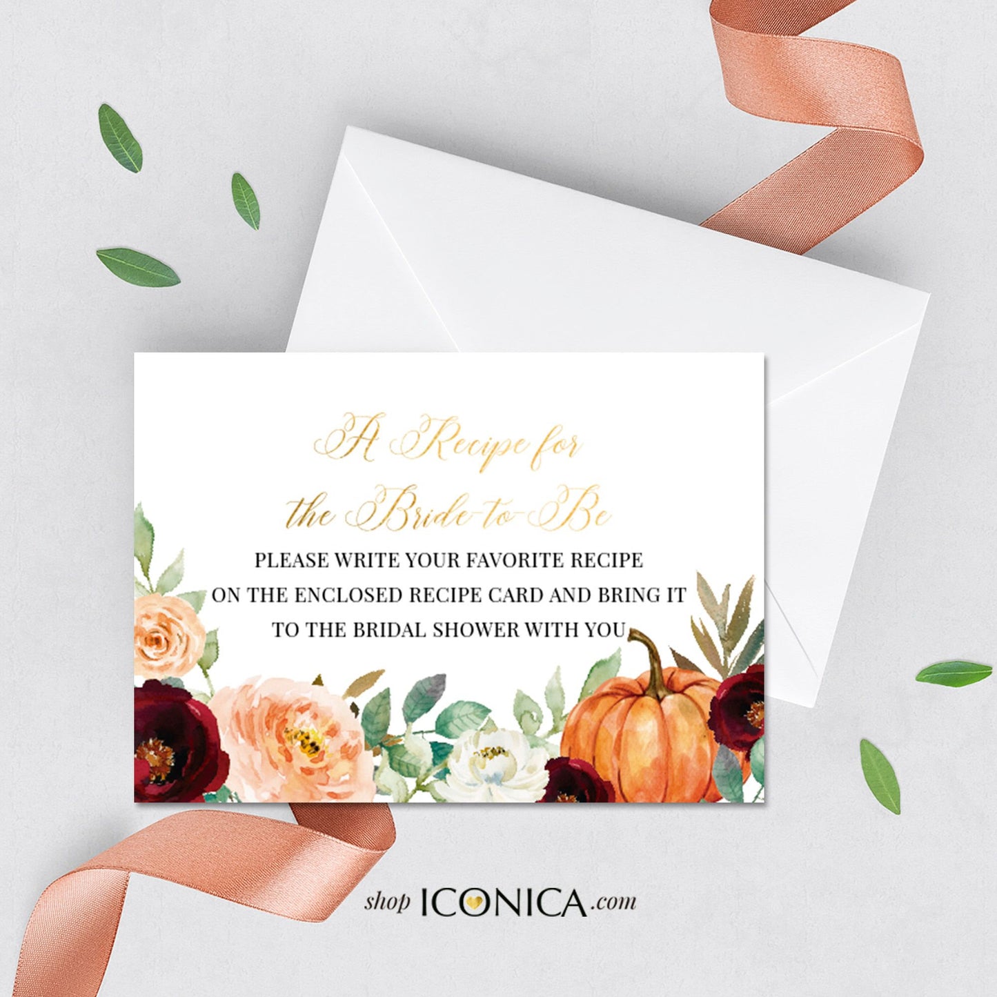 Fall in love Bridal Shower Theme Insert Card 3.5x5" Printed cards Fall in Love Details Cards, RSVP card Recipe Cards - {Amber Collection}