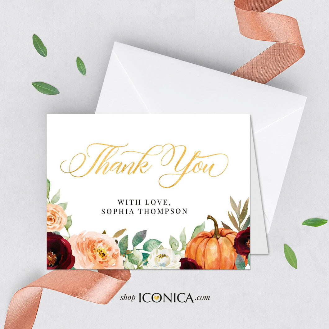 Fall in love Thank You Cards A2  Printed Cards thick matte paper 120# A2 Folded White Envelopes included, Sympathy cards {Amber Collection}