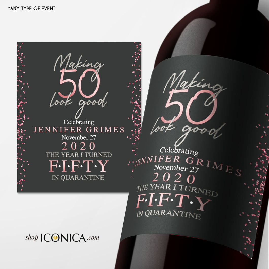 50th Birthday Wine Label Personalized Any Age Milestone Birthday Beverage Labels Beer or Champagne labels Wedding Champagne Label Retirement