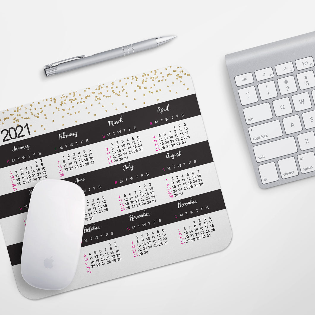 Holiday Gifts, Mouse Pad Calendar 2021, Black and White Desk Mouse Pad, Personalized Gift, Holiday Gifts, Desk accessories MP0003