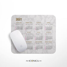 Load image into Gallery viewer, MOUSE PAD CALENDAR White Marble Mouse Pad, Desk Mouse Pad, Calendar 2021, Holiday Gifts, Desk accessories,Personalized Mouse Pad MP0007
