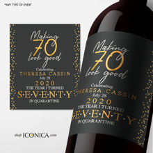 Load image into Gallery viewer, 50th Birthday Wine Label Personalized Any Age Milestone Birthday Beverage Labels Beer or Champagne labels Wedding Champagne Label Retirement
