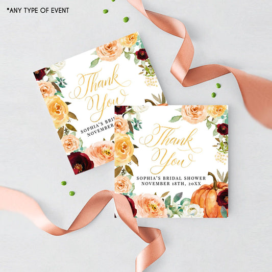 Fall in love Bridal shower Favor Tags, Fall in love Gifts Tags, Fall in love Thank You Tags, Fall leaves, Printed Gift Tags Amber collection