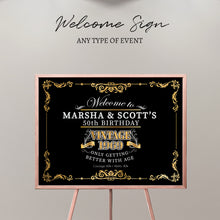 Load image into Gallery viewer, 50th Birthday Welcome Sign, Aged to Perfection Custom Gift,Personalized 50th birthday sign,Vintage Birthday Decor,Printed Or Printable File

