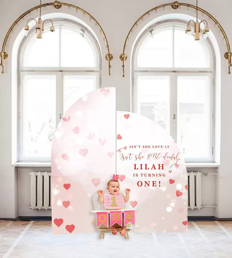 Valentines First Birthday Decor custom,isn't she lovely isn't she ONEderful Arch Sign Large Arched Panel with easel Entrance Sign Foam Board