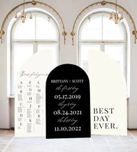 Load image into Gallery viewer, Arch Wedding Sign Decor Custom Large Wedding Signs Arched Panel with easel Entrance Sign Foam Board Custom text, color, Light Weight
