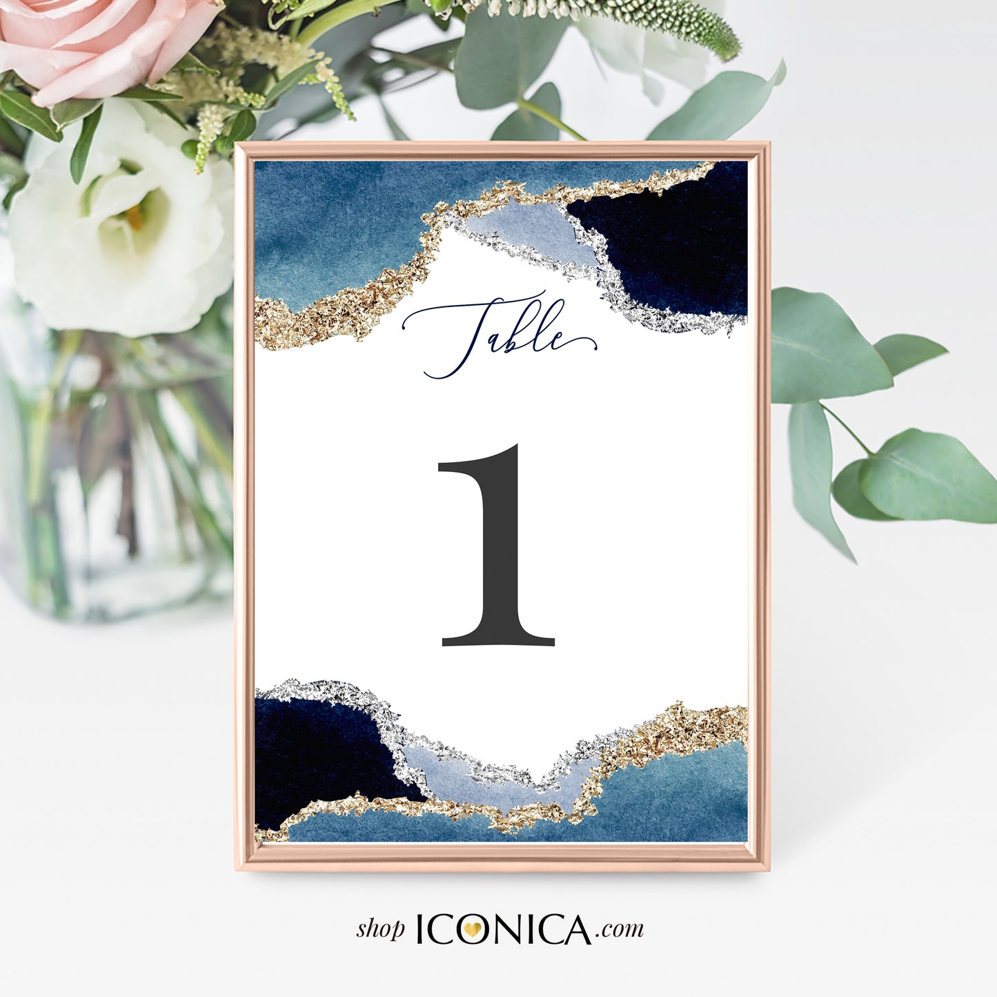 First Communion Invitation Boy Elegant Geode Event Paper Set,Geode Navy Gold Communion Collection,Any Religious Event,more colors available