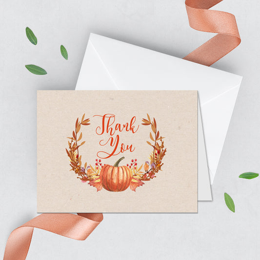 Pumpkin thank you cards, Little Pumpkin thank you Cards, Pumpkin Themed Cards