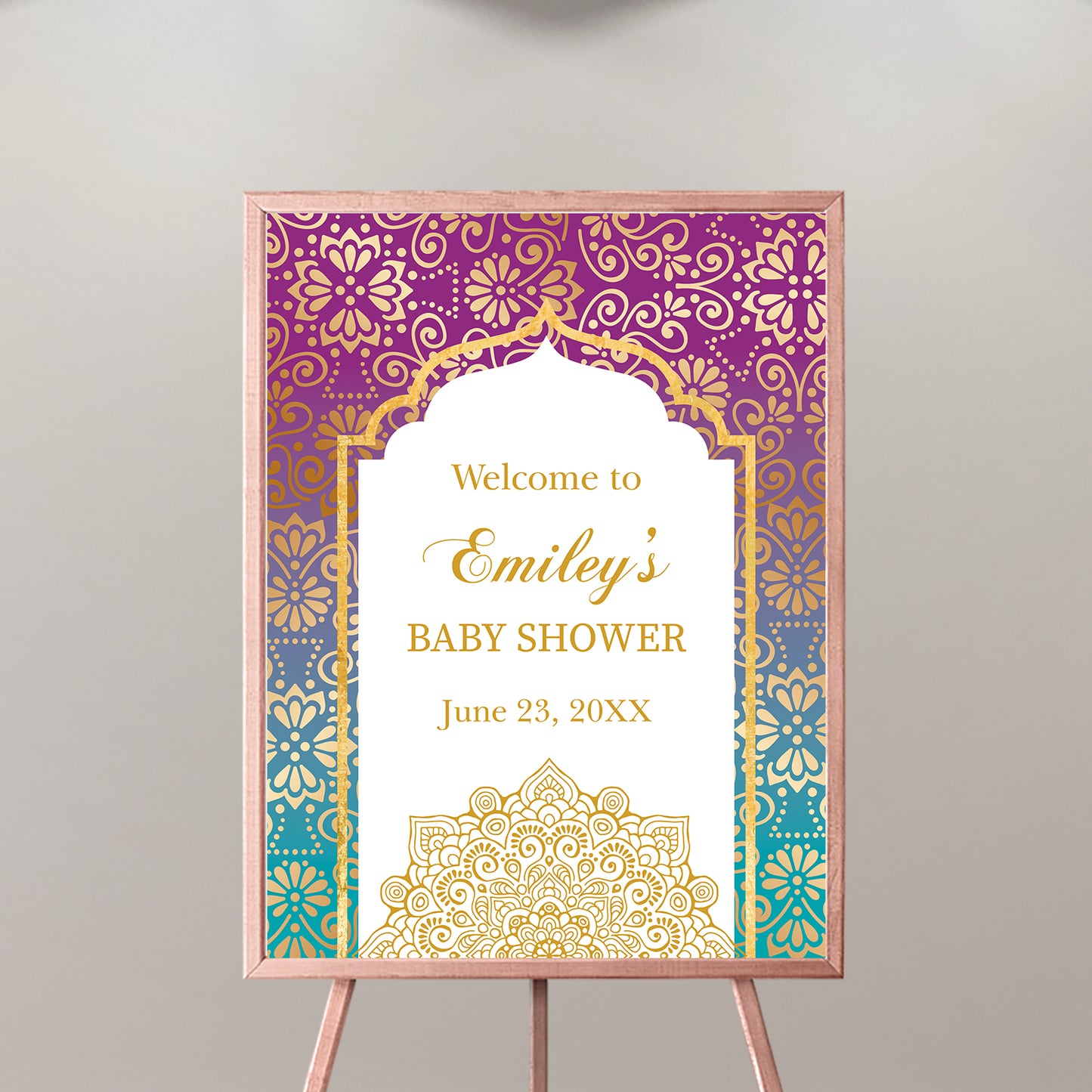 Moroccan Baby Shower Welcome Sign , Personalized Moroccan Decor, Arabian Decor, Printed