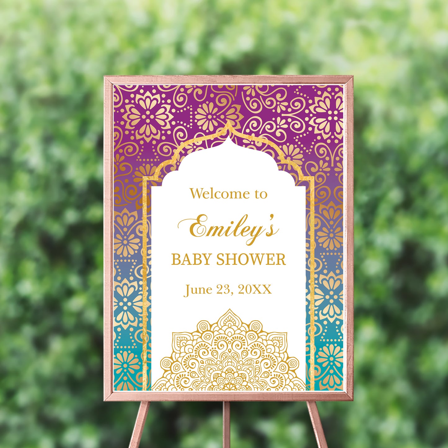 Moroccan Baby Shower Welcome Sign , Personalized Moroccan Decor, Arabian Decor, Printed